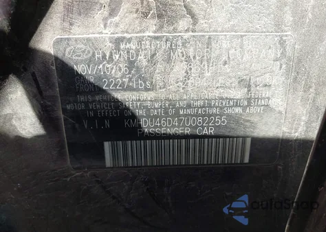 2007 Hyundai Elantra Gls/Limited/Se from USA, damaged, VIN KMHDU46D47U082255